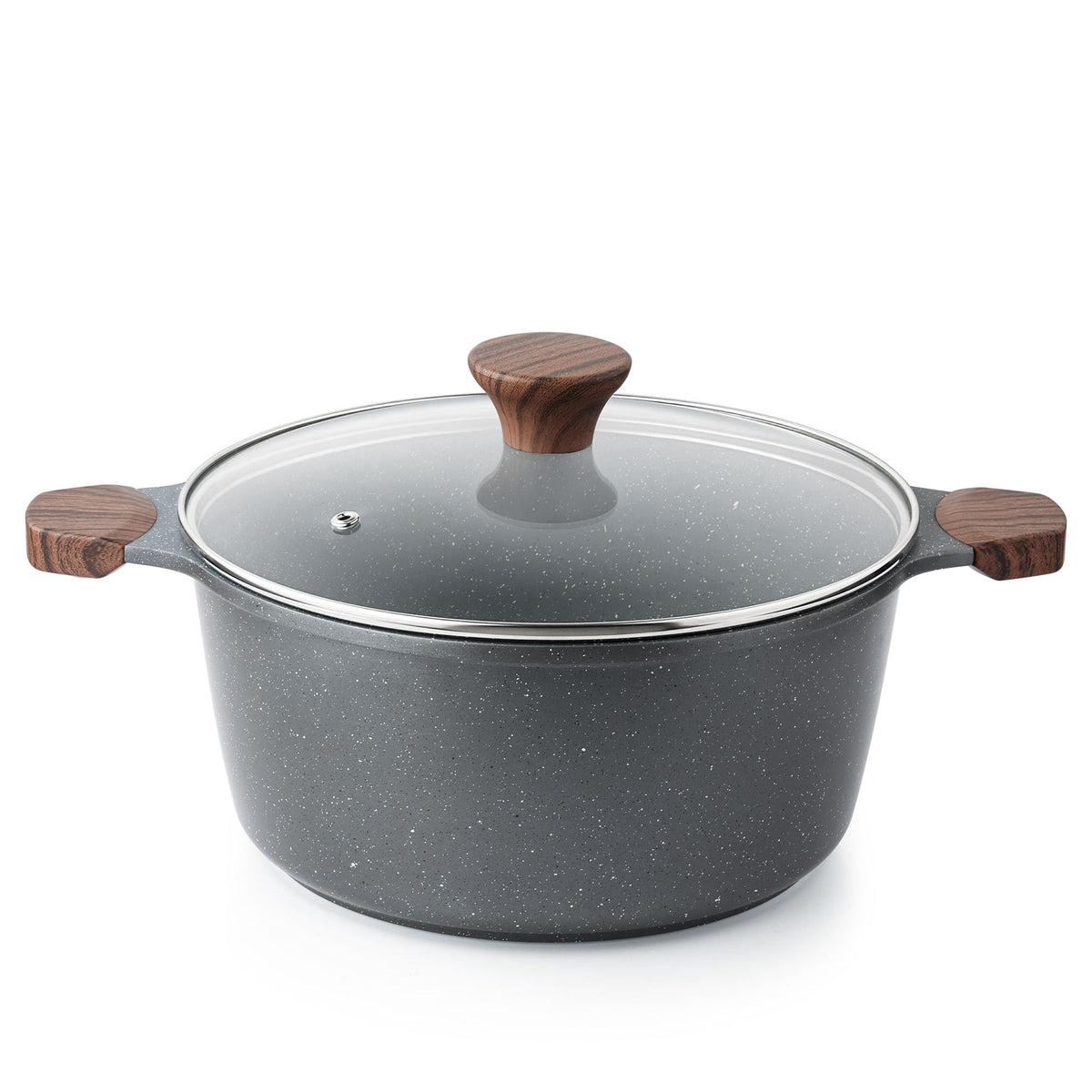 SENSARTE nonstick stock pot with lid; secure fit and easy cleaning.