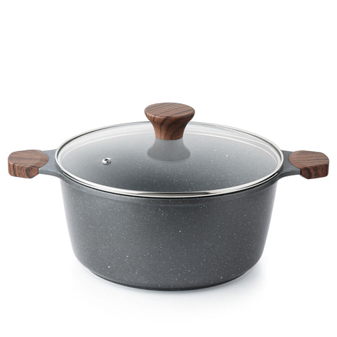 SENSARTE nonstick stock pot with lid; secure fit and easy cleaning.