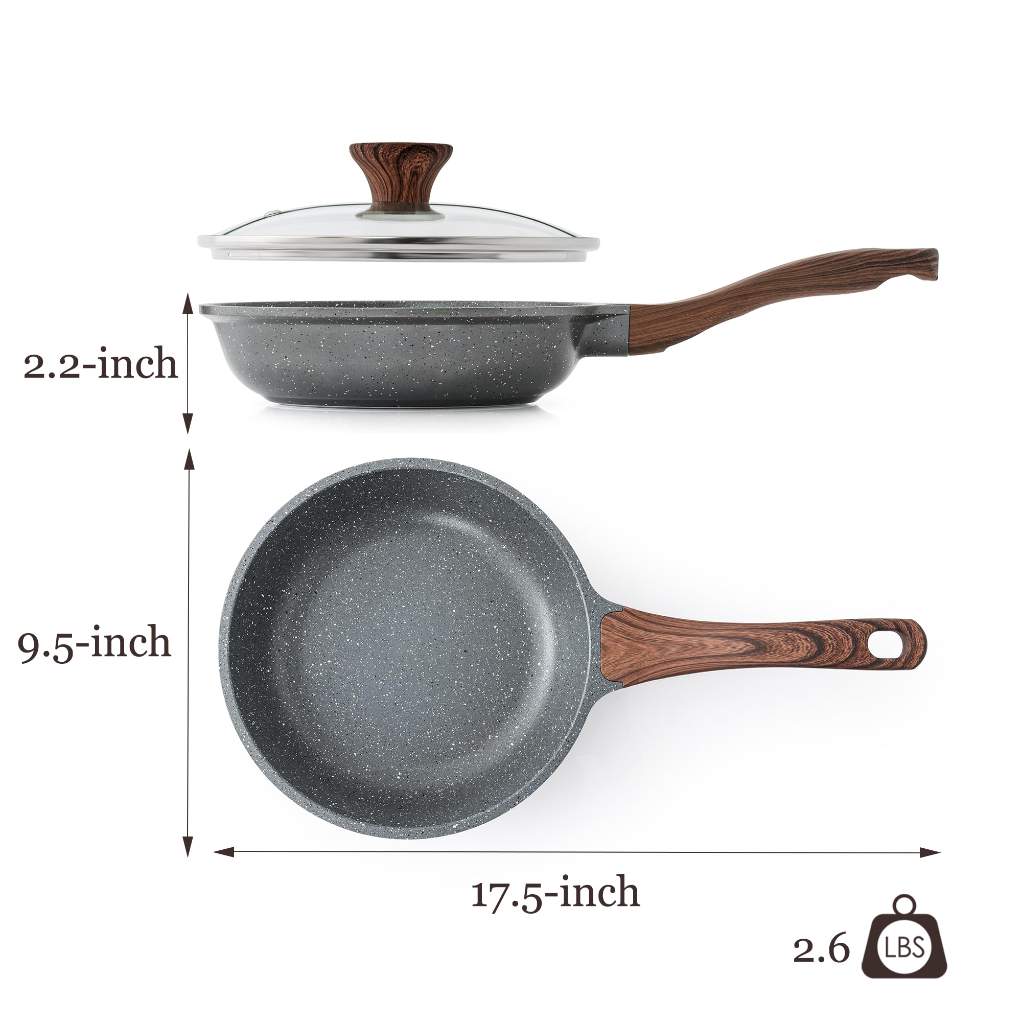 SENSARTE 9.5-inch pan on the stove ideal for eggs and sauté