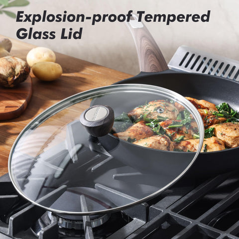 SENSARTE side view highlights sturdy construction and comfortable handle for sautéing.