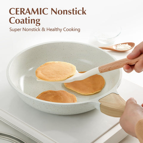 SENSARTE pancakes slide off easily on this nonstick ceramic pan.