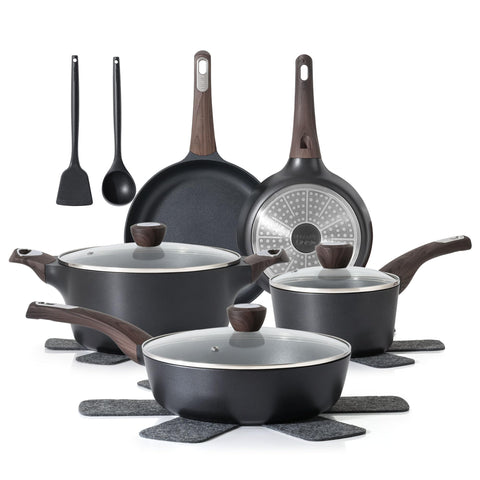 SENSARTE pots and pans set with nonstick surface for easy release and quick cleanup