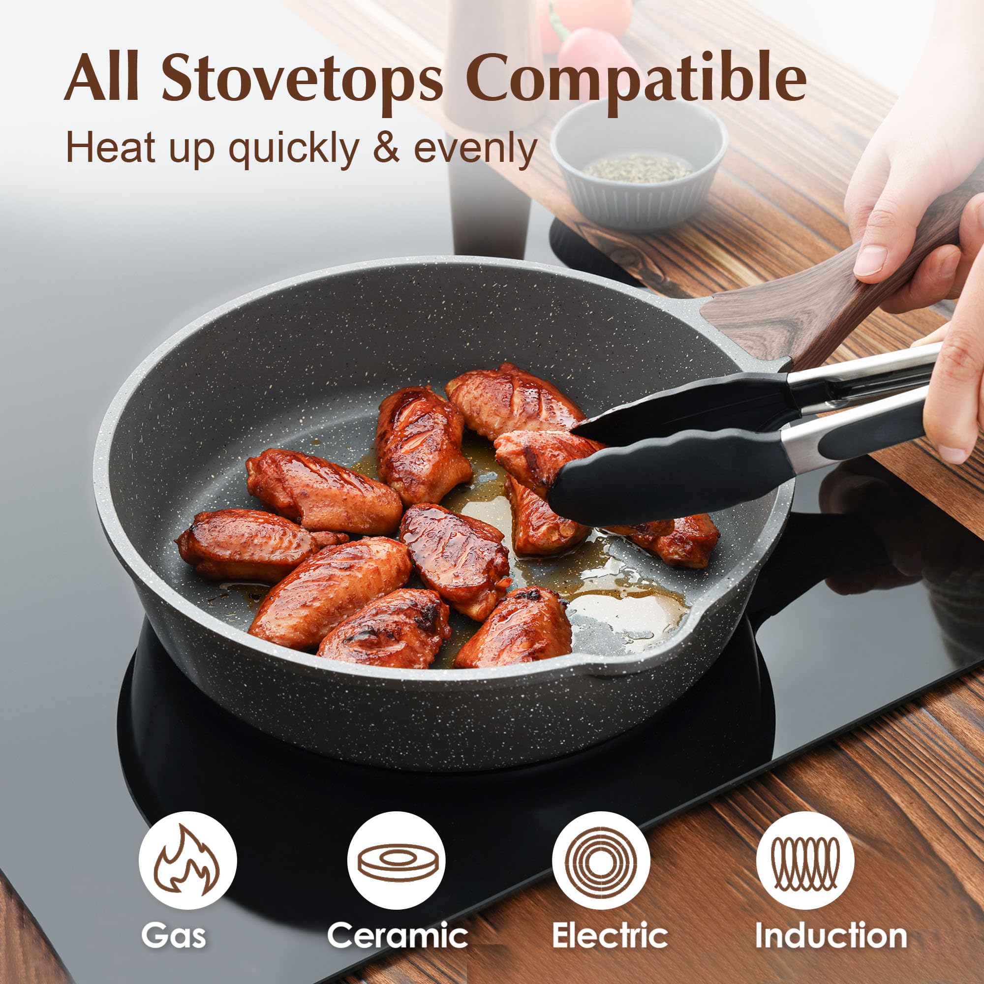 SENSARTE pour-spout skillet enabling easy draining for soups and sauces