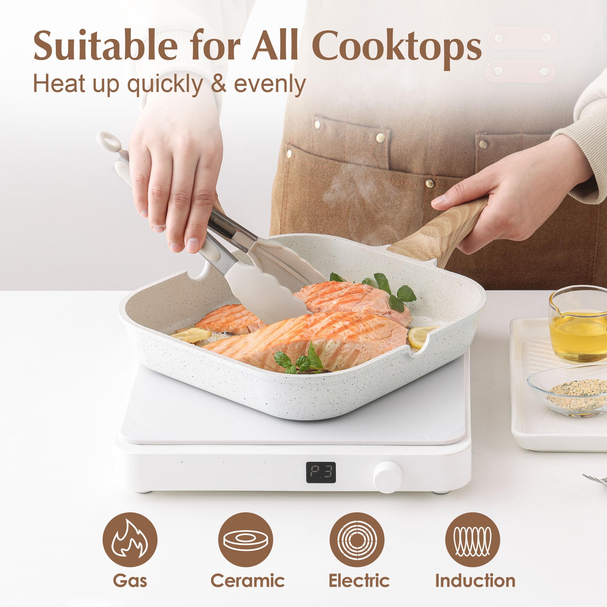 SENSARTE pour spouts enable convenient draining of fats and liquids.