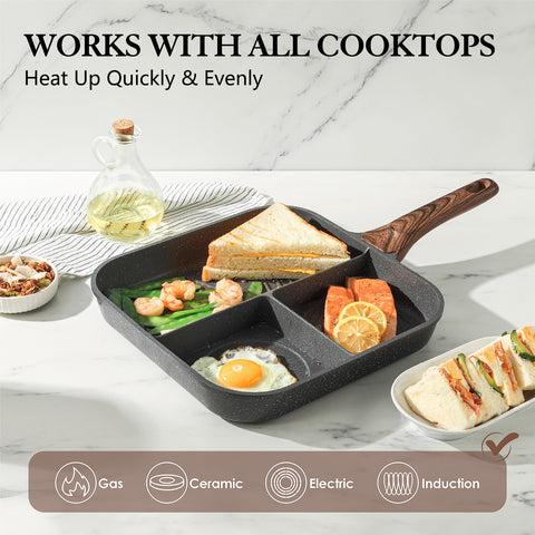 SENSARTE raised ridges plus recessed circles for grill marks and even cooking.