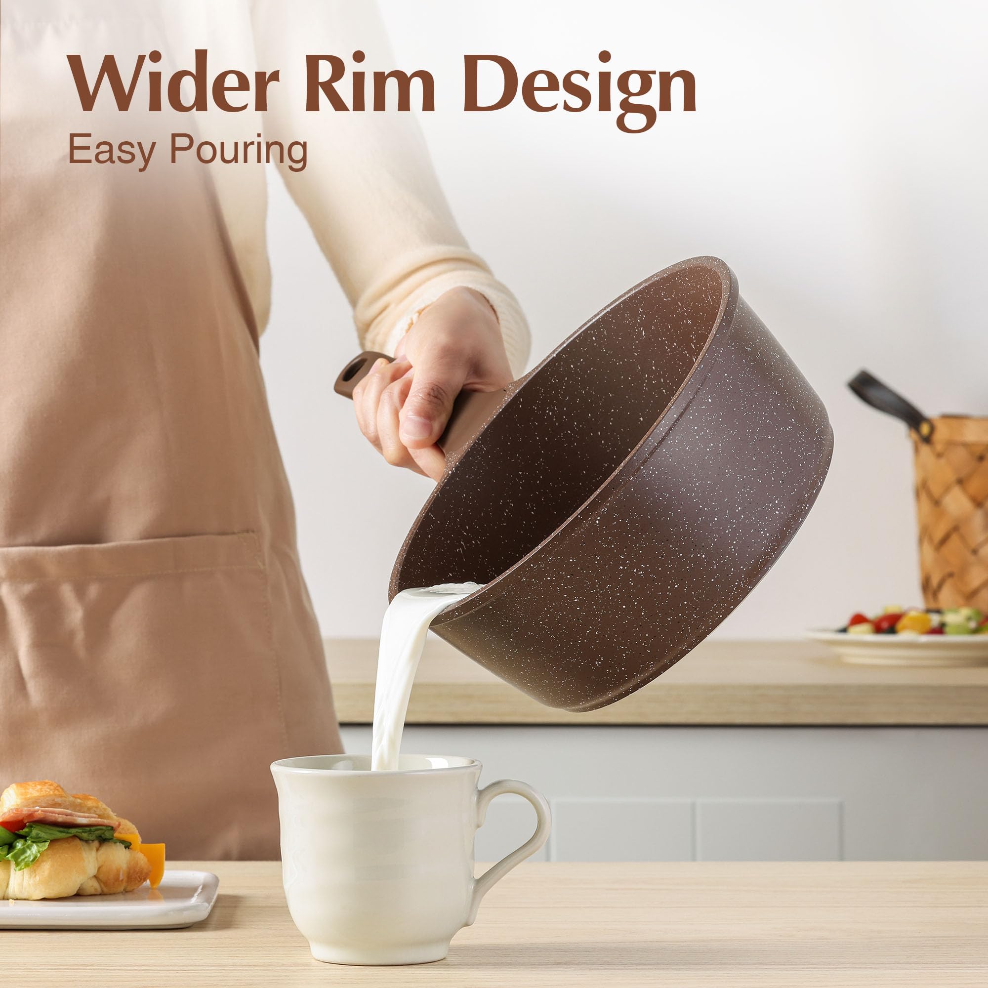 SENSARTE glass lid view helps monitor cooking and reduce splashes.