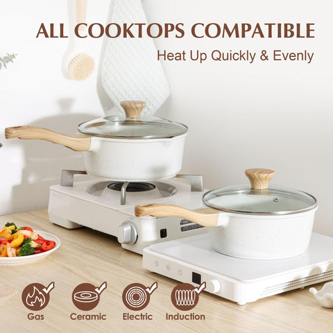 SENSARTE saucepan handle stays cool during cooking for safe comfortable grip.