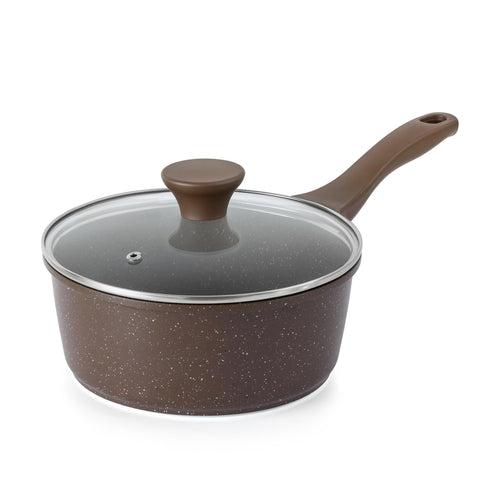 SENSARTE saucepan with lid shows nonstick surface for effortless cooking.