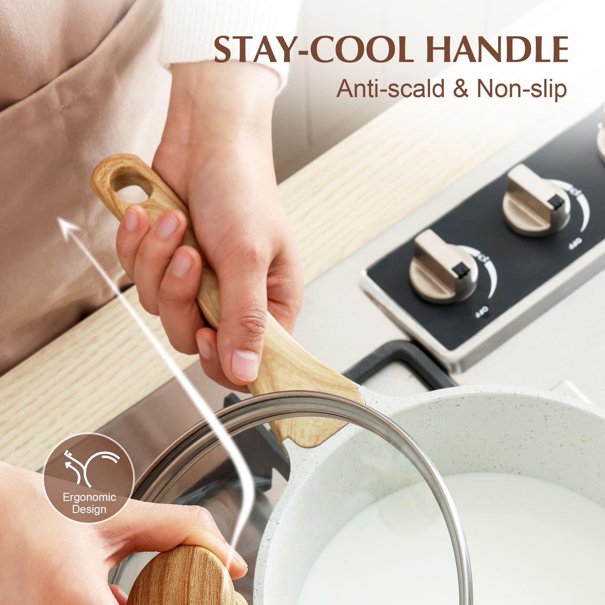 SENSARTE scratch-resistant ceramic coating maintains nonstick performance over time.