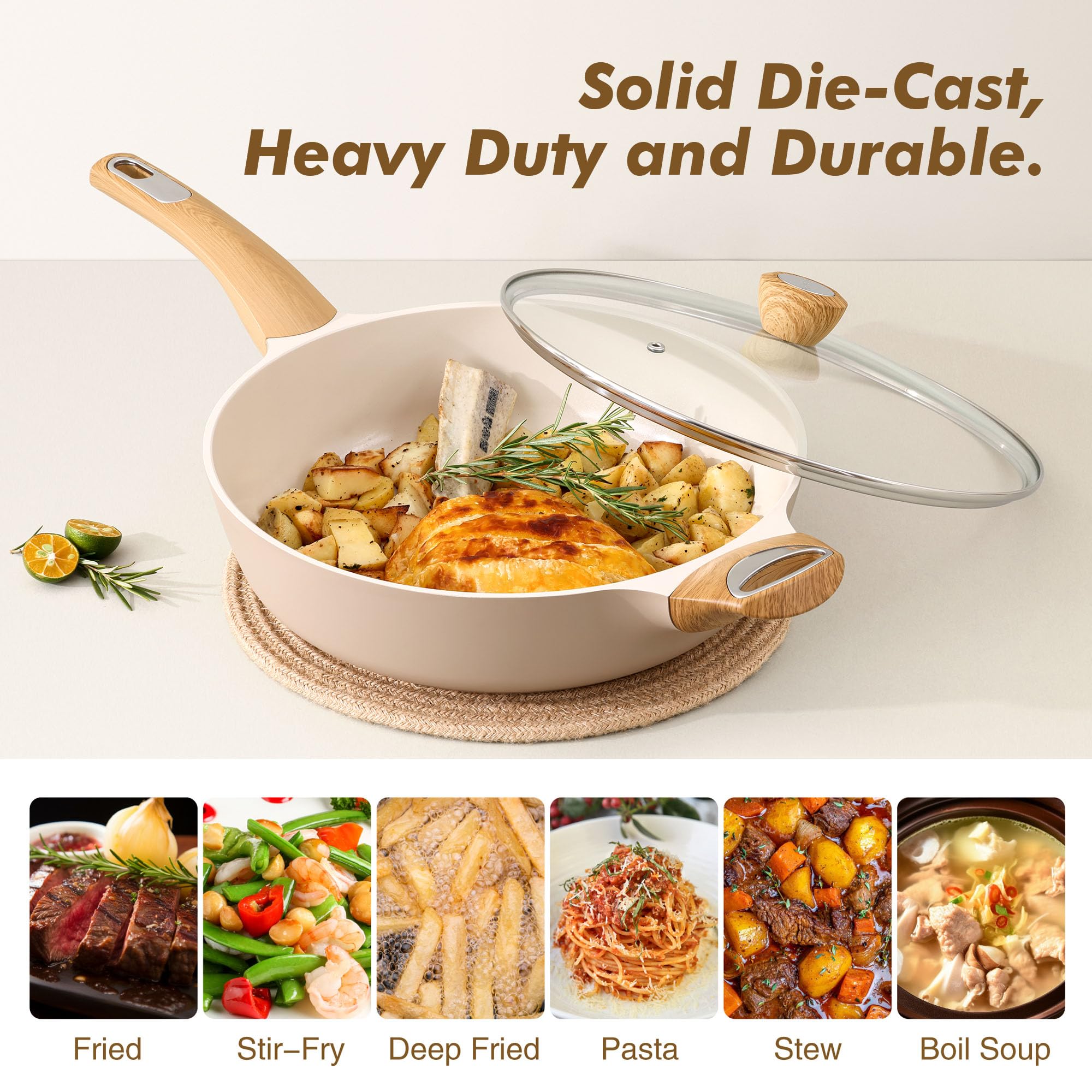 SENSARTE smooth nonstick surface reduces oil and sticking