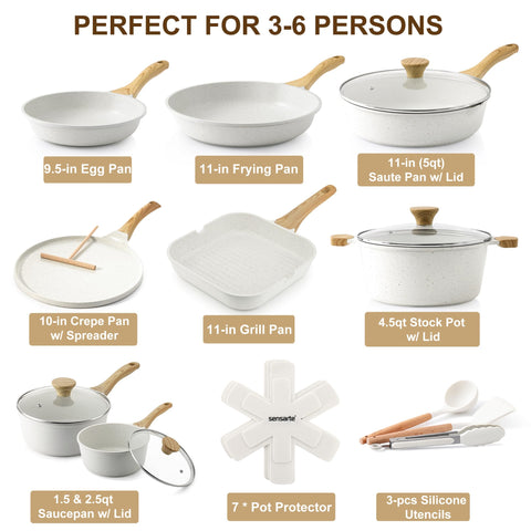 SENSARTE stay-cool handles on pans for comfortable grip during cooking