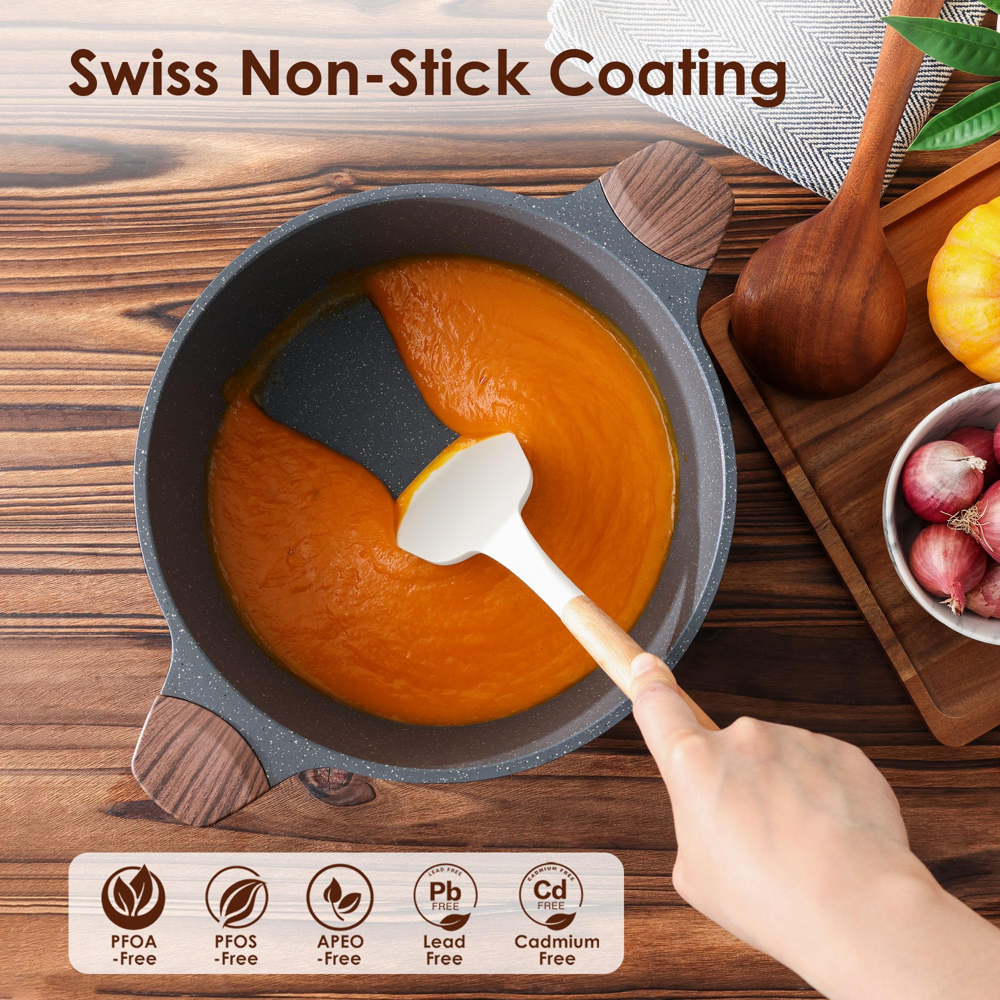 SENSARTE stock pot with induction-base, heats quickly and evenly.