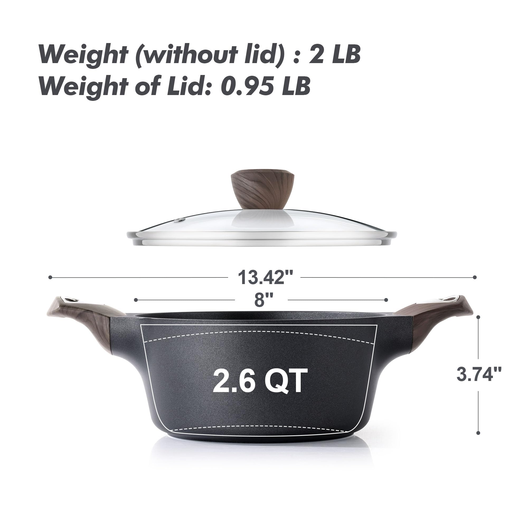 SENSARTE stockpot base view shows heat-conductive bottom for even heating.