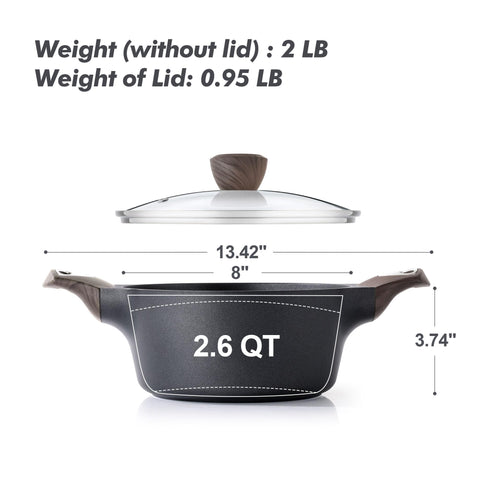 SENSARTE stockpot base view shows heat-conductive bottom for even heating.
