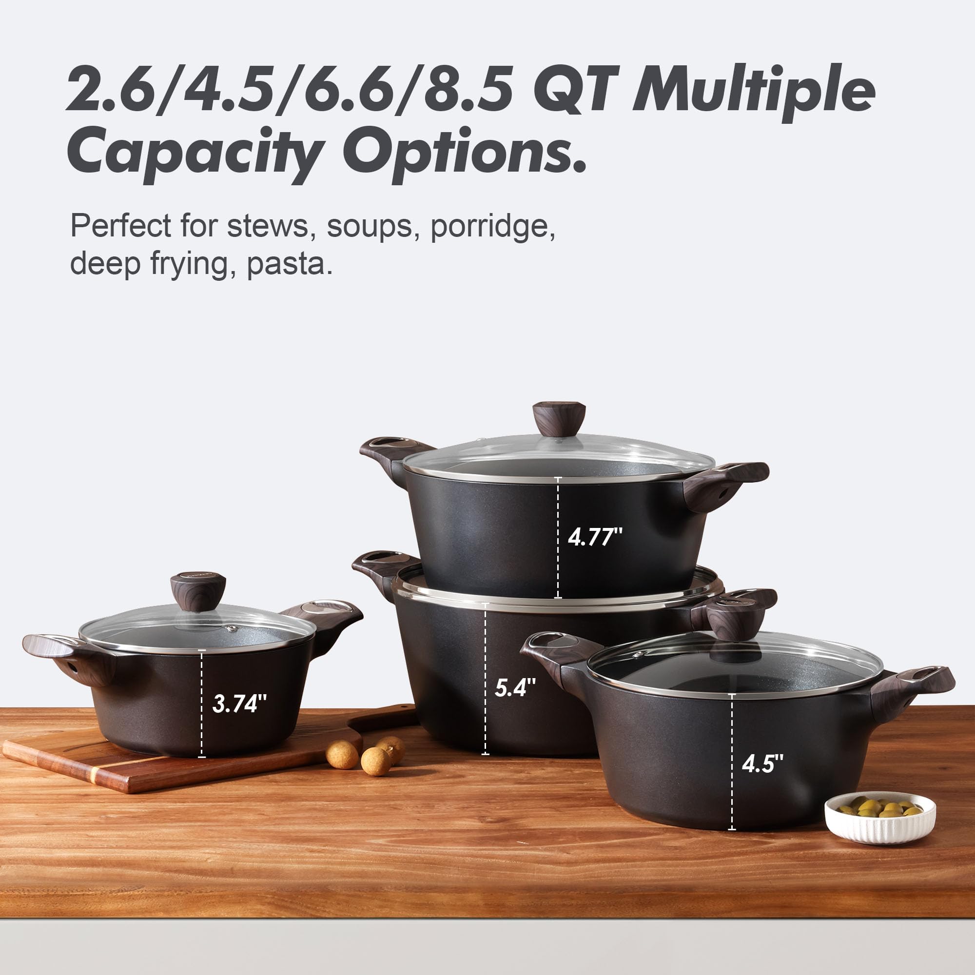 SENSARTE stock pot handle and lid designed for comfortable grip.