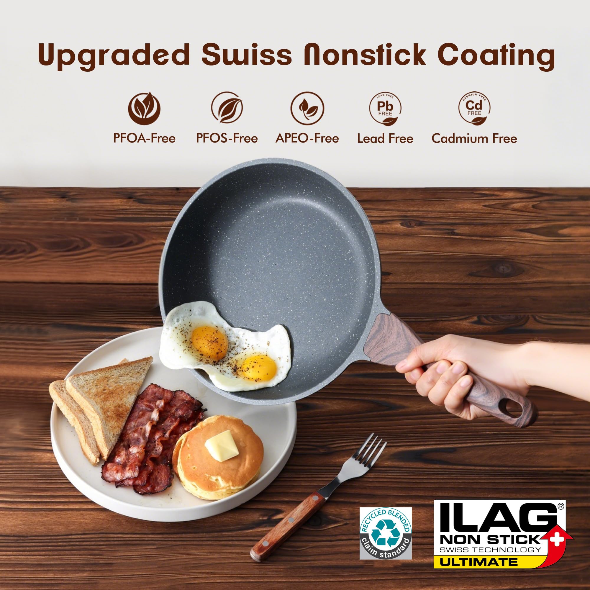 SENSARTE 11-inch nonstick pan ideal for sautéing vegetables and omelets.