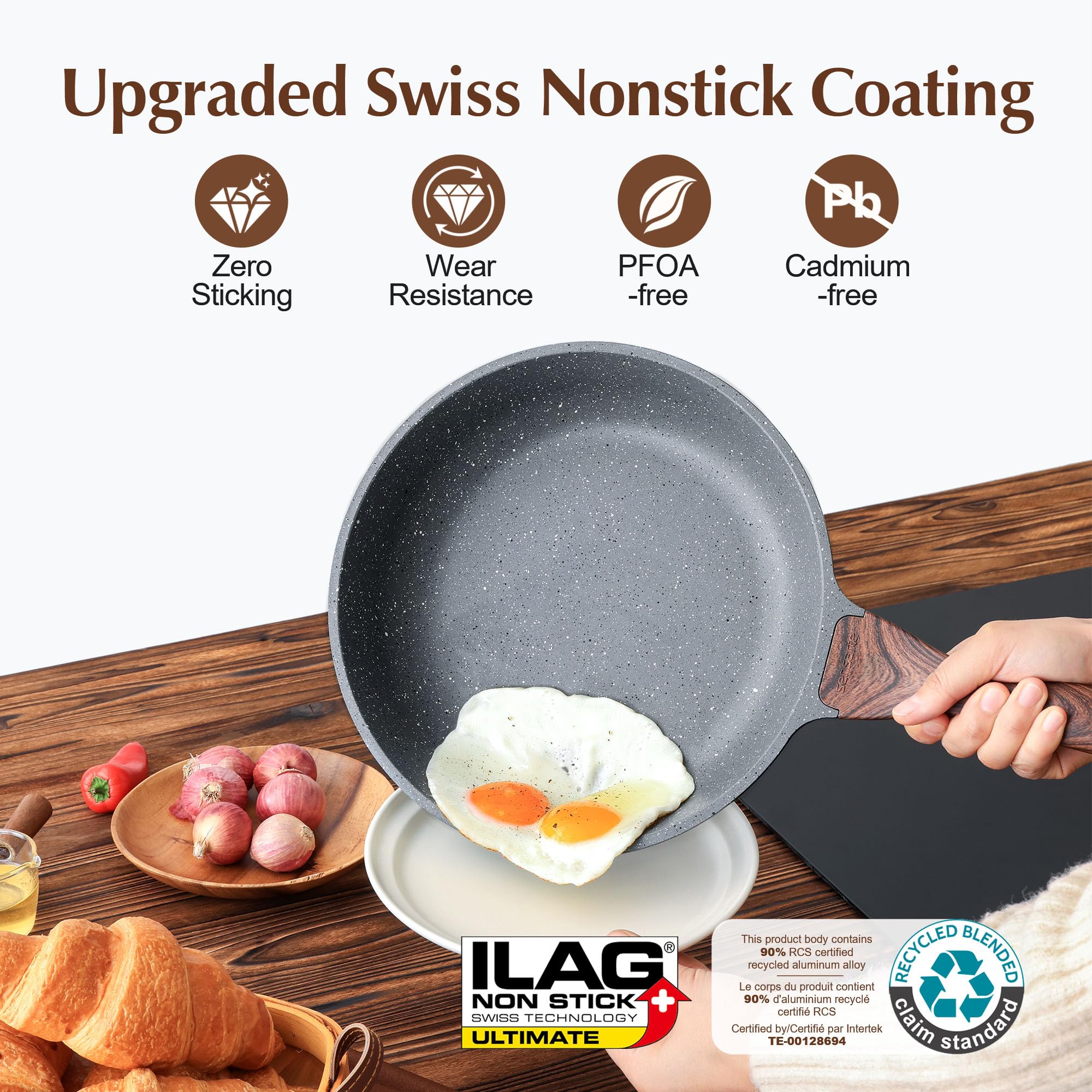 SENSARTE pan showing Swiss ILAG coating for easy, healthy cooking