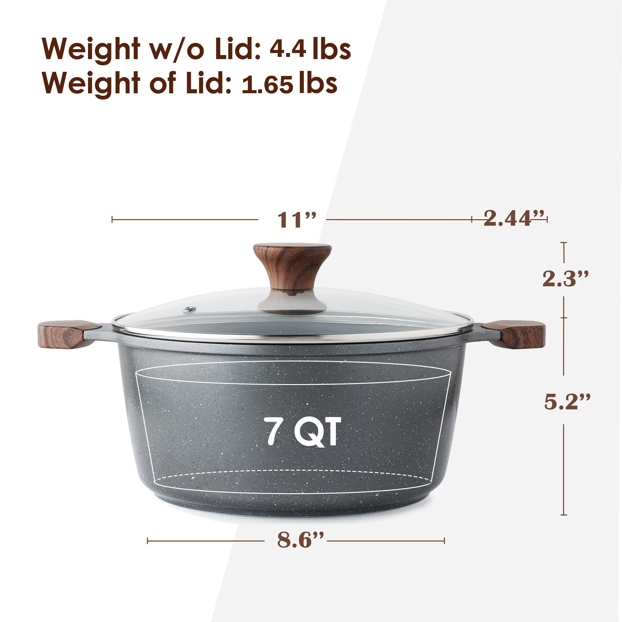 SENSARTE Swiss nonstick granite coating for low-oil cooking.