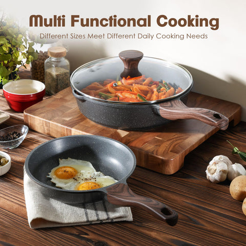 Sensarte tempered glass lid to monitor cooking and reduce splatter.