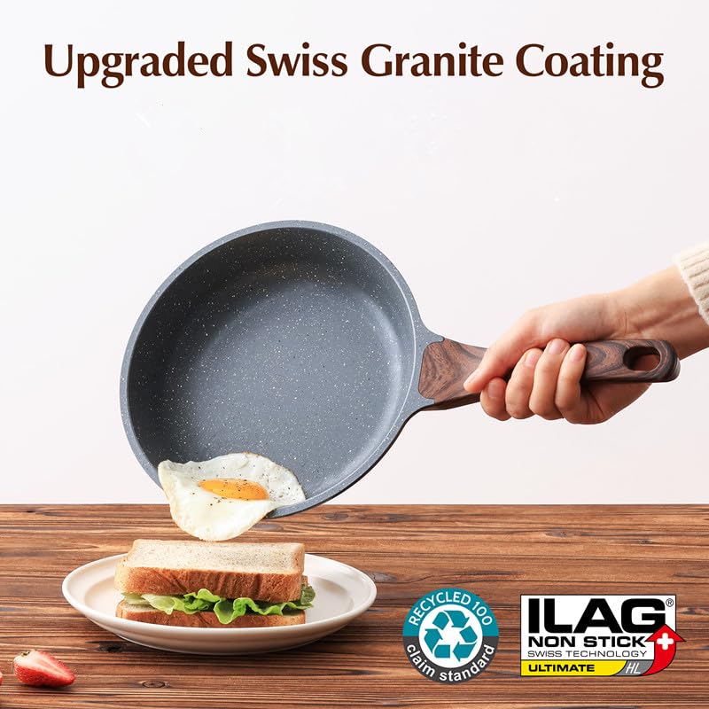 SENSARTE pan with tempered glass lid showing clear visibility while cooking