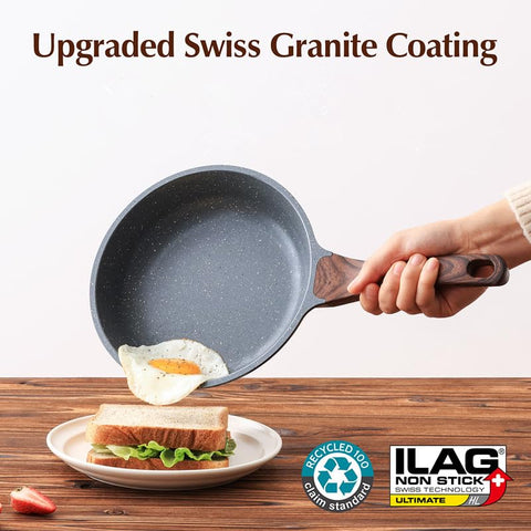 SENSARTE pan with tempered glass lid showing clear visibility while cooking