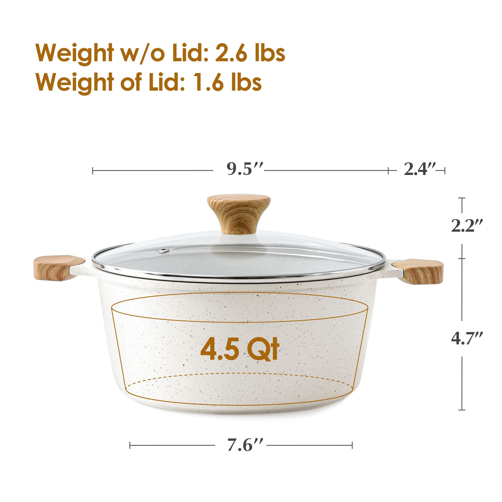 SENSARTE stock pot with tempered glass lid for monitoring soups