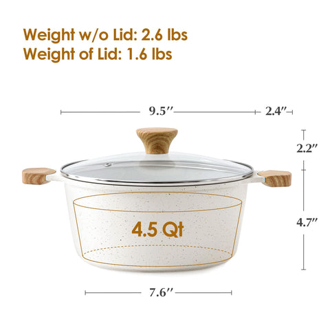 SENSARTE stock pot with tempered glass lid for monitoring soups