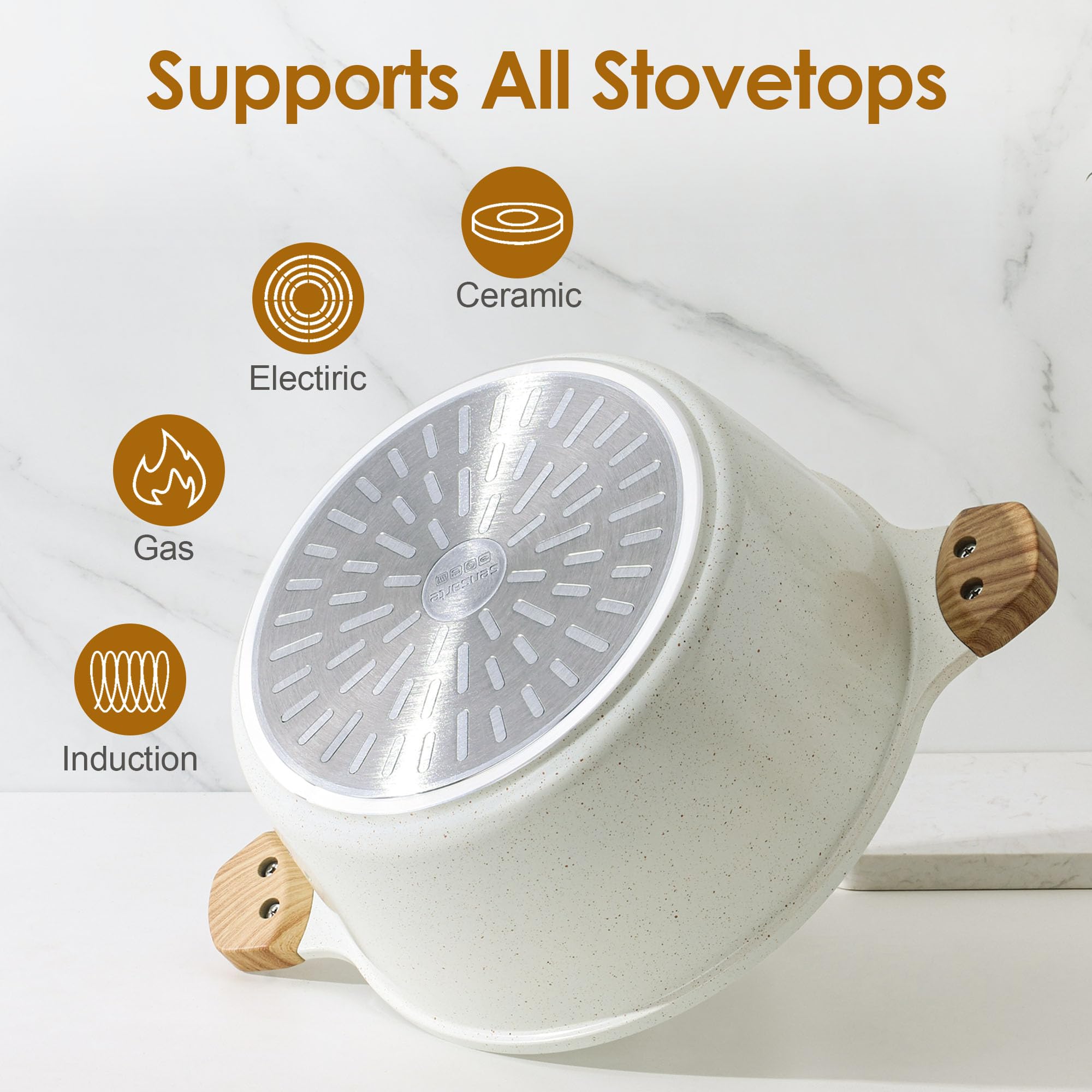 SENSARTE 4.5 qt stock pot ideal for pasta, soups, and stews