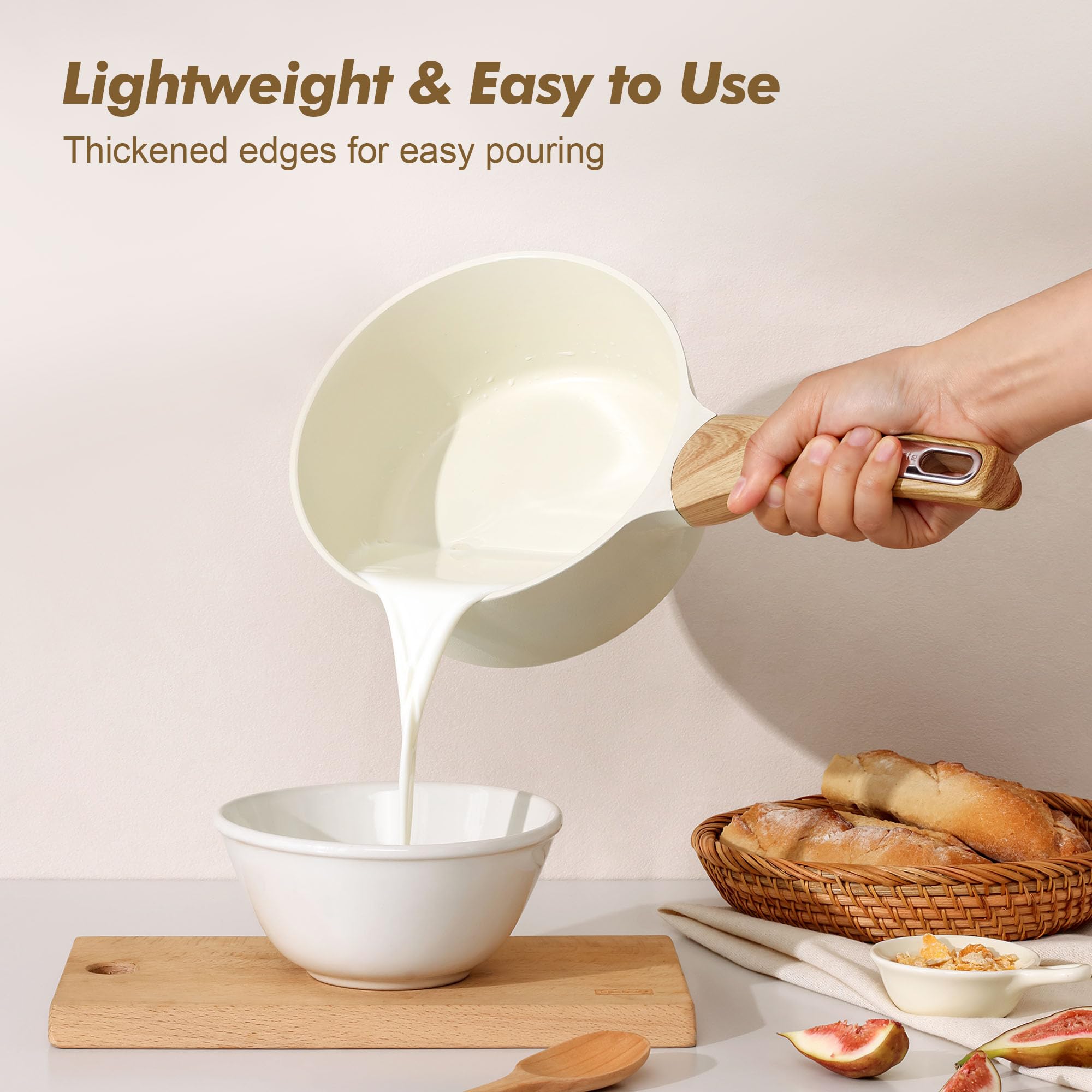 SENSARTE white sauce pan easy-clean surface for quick cleanup.