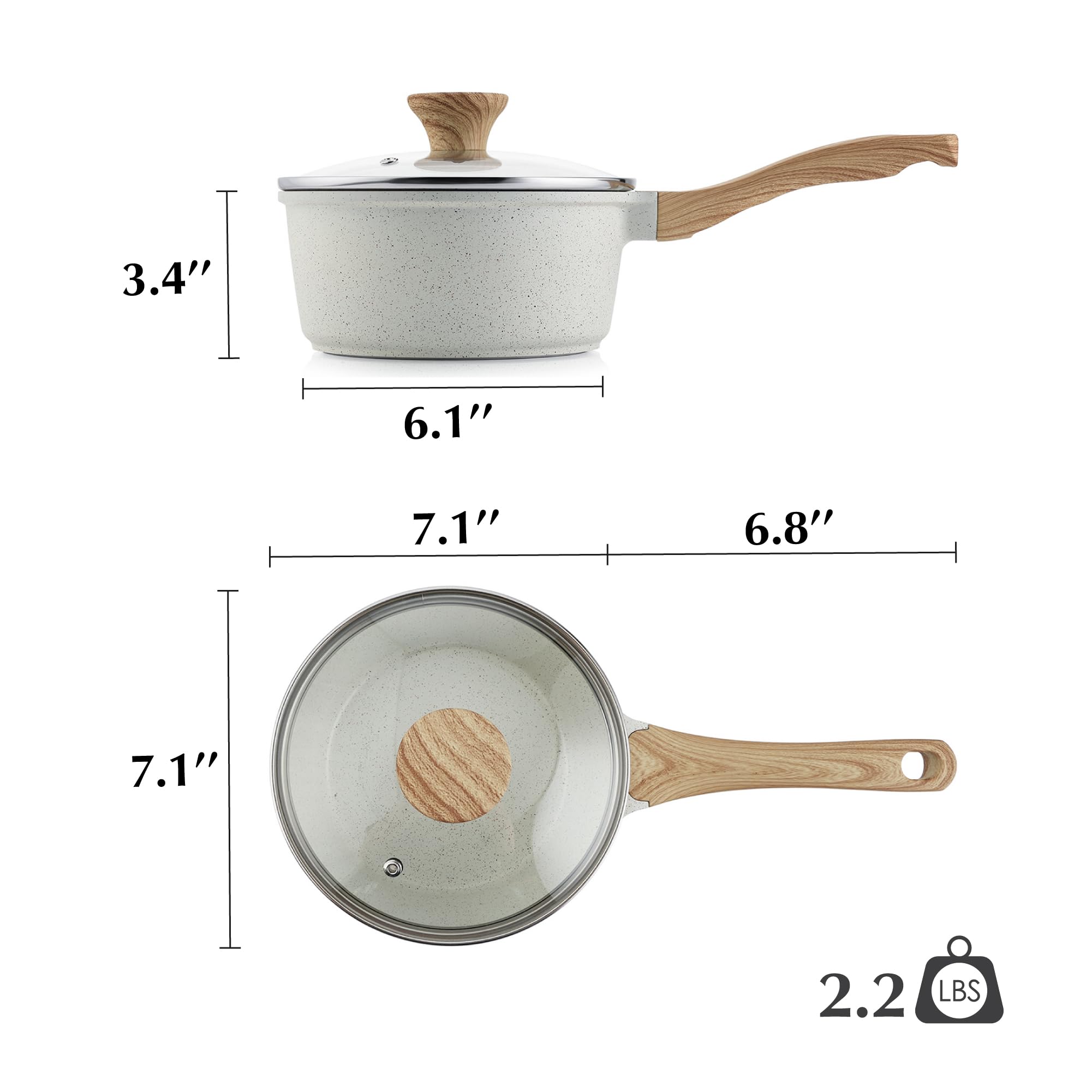 SENSARTE white saucepan oven-safe to 302°F for finishing dishes.