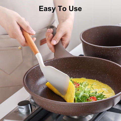 SENSARTE wooden handle detail for comfortable, secure grip during cooking.
