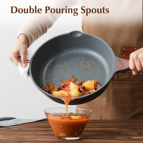 SENSARTE woodgrain bakelite handle stays cool for safe stirring.