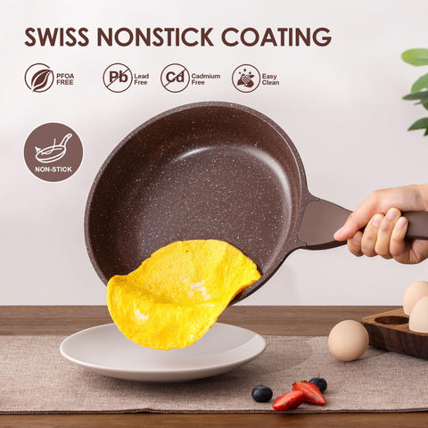 SENSARTE woodgrain handle side view showing cool, comfortable grip during sauté