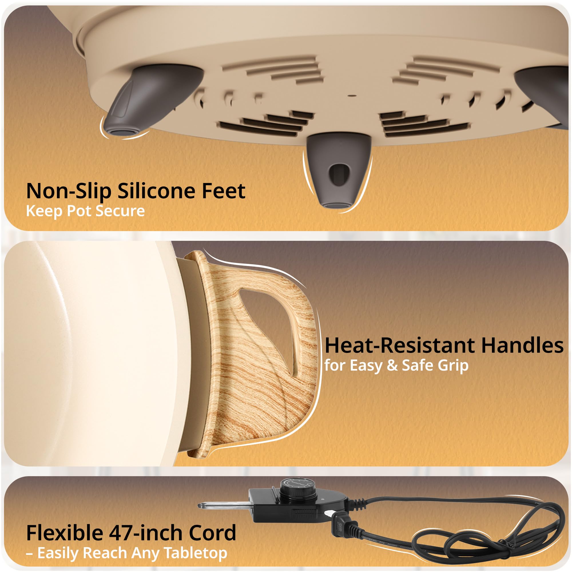 SENSCHEF durable cast aluminum body delivers even heating.