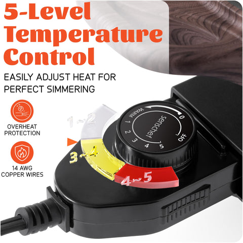 SENSCHEF extended 4ft power cord enables flexible tabletop cooking.