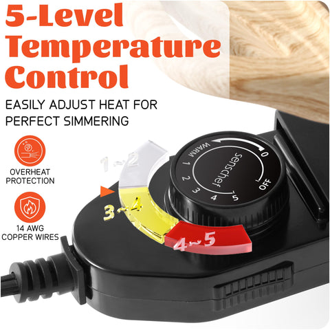 SENSCHEF 4ft power cord offers flexible tabletop placement.