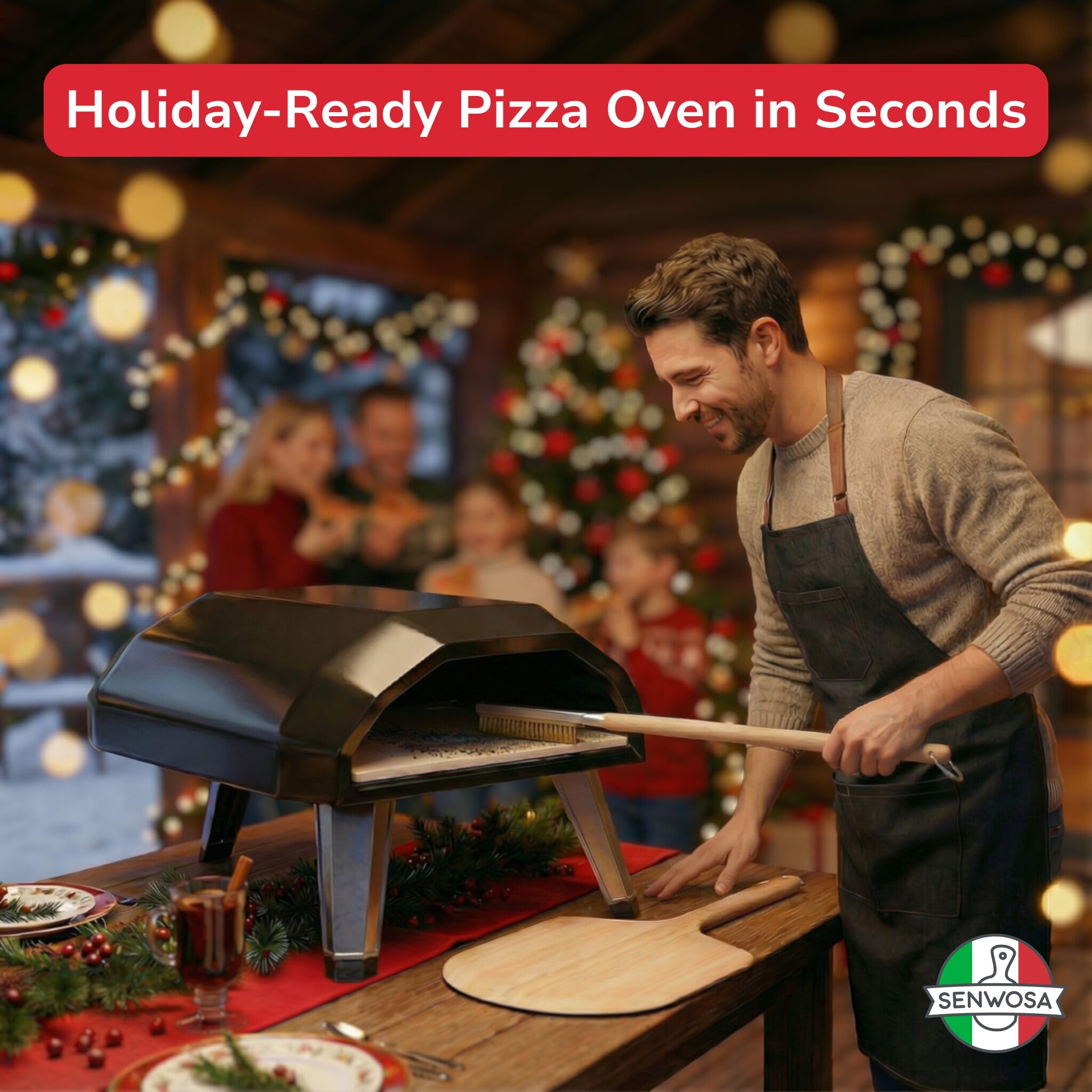 Senwosa wood-fired oven care tool maintains stone surfaces after cooking
