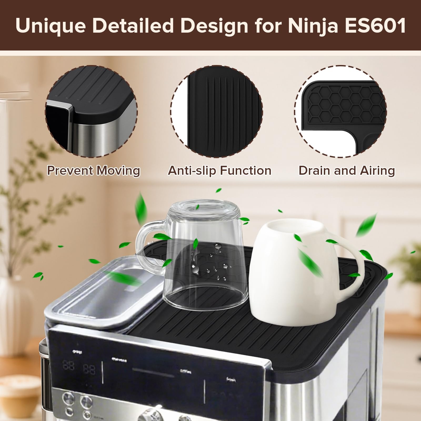 SEOIMU Ninja Luxe Cafe Top Mat is heat resistant for hot cups