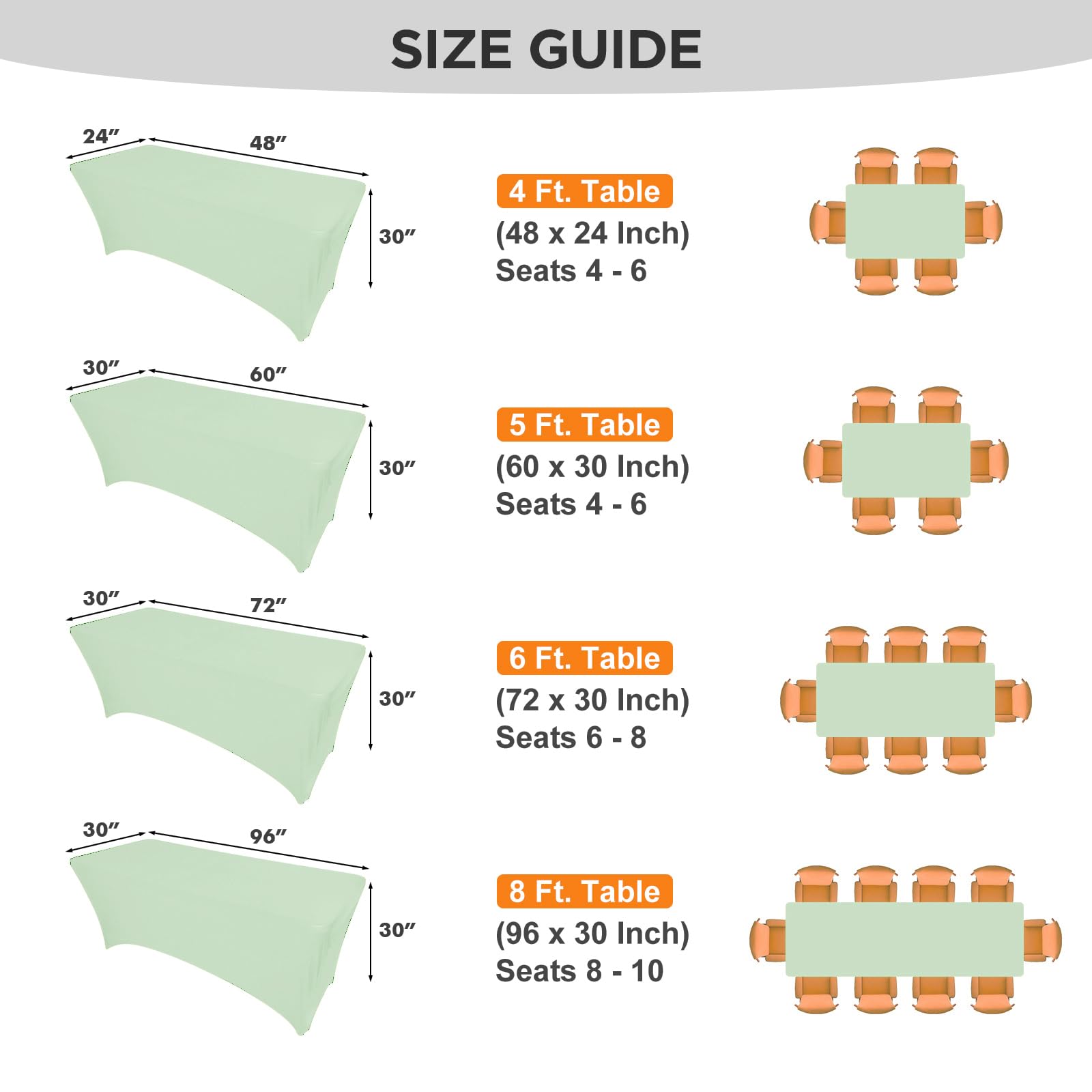 SEPARO 6ft sage green tablecloth suits indoor and outdoor gatherings.