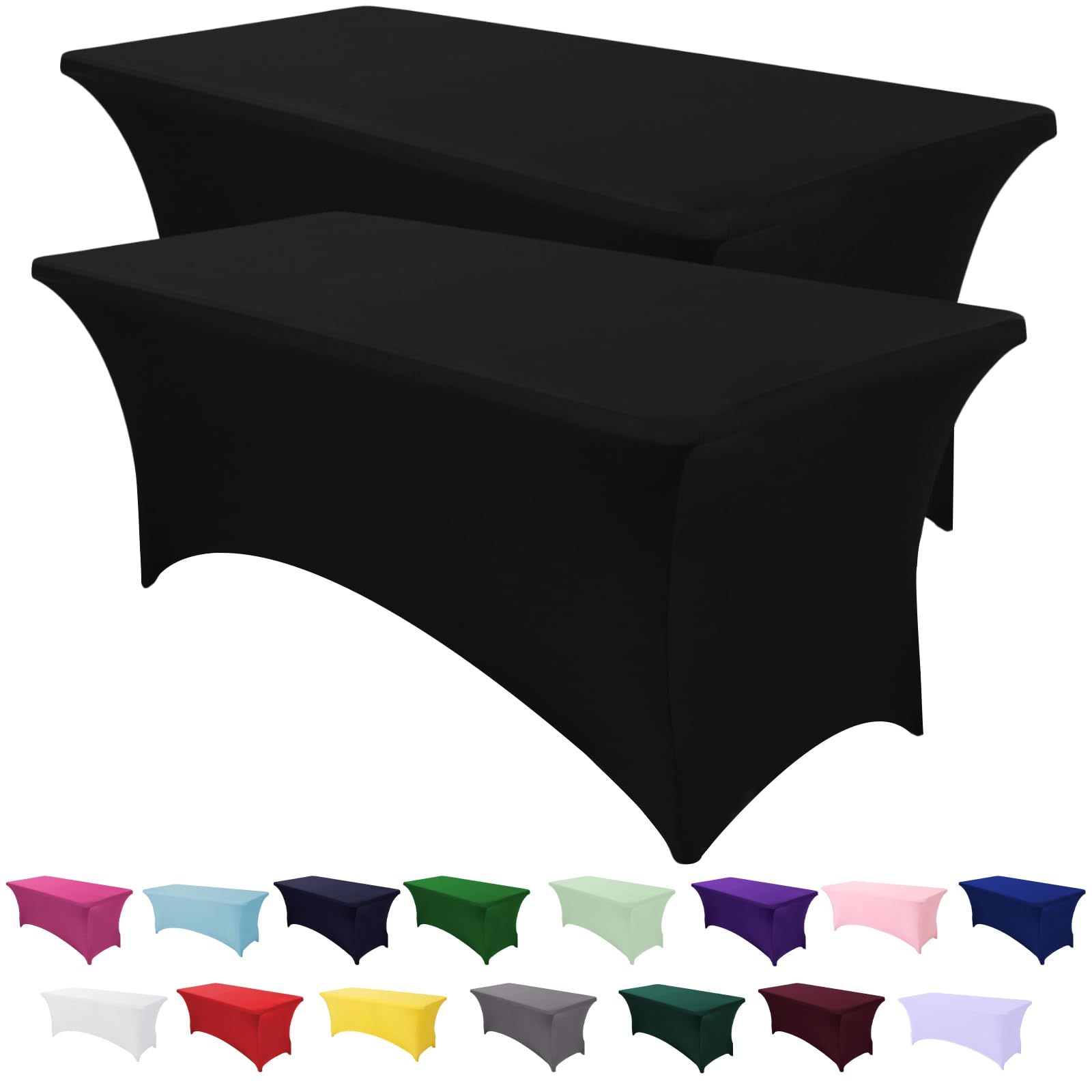 SEPARO spandex tablecloth 8ft black fit, showing a snug, professional booth setup.