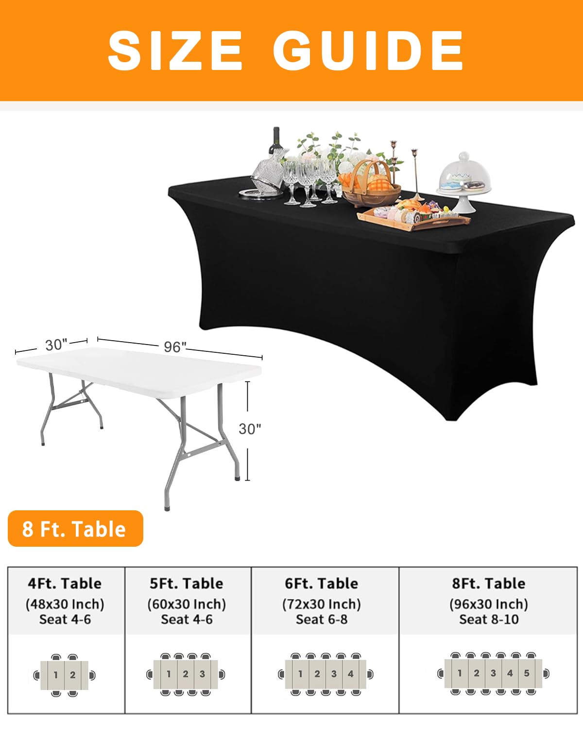 SEPARO elastic leg pockets fit various table legs for stable drape.