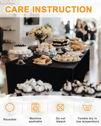 SEPARO 8ft black tablecloth suitable for indoor and outdoor events.