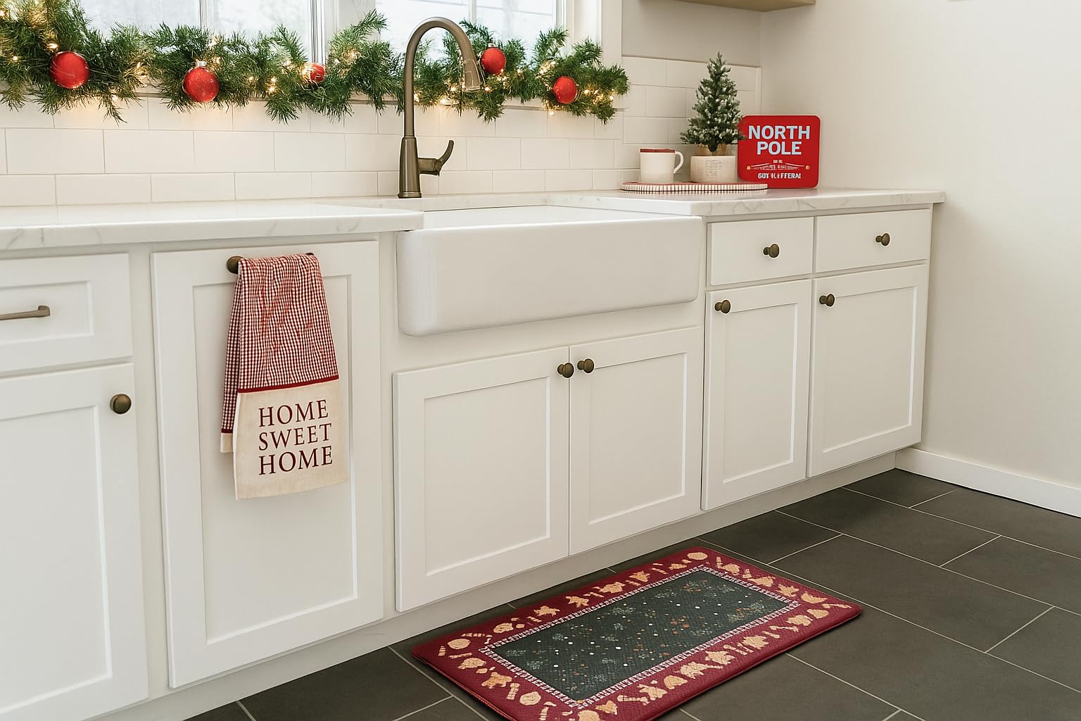 Serafina Home mat with festive motifs ready to upgrade holiday decor.
