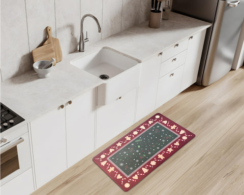 Serafina Home mat featuring a gingerbread border for festive charm.