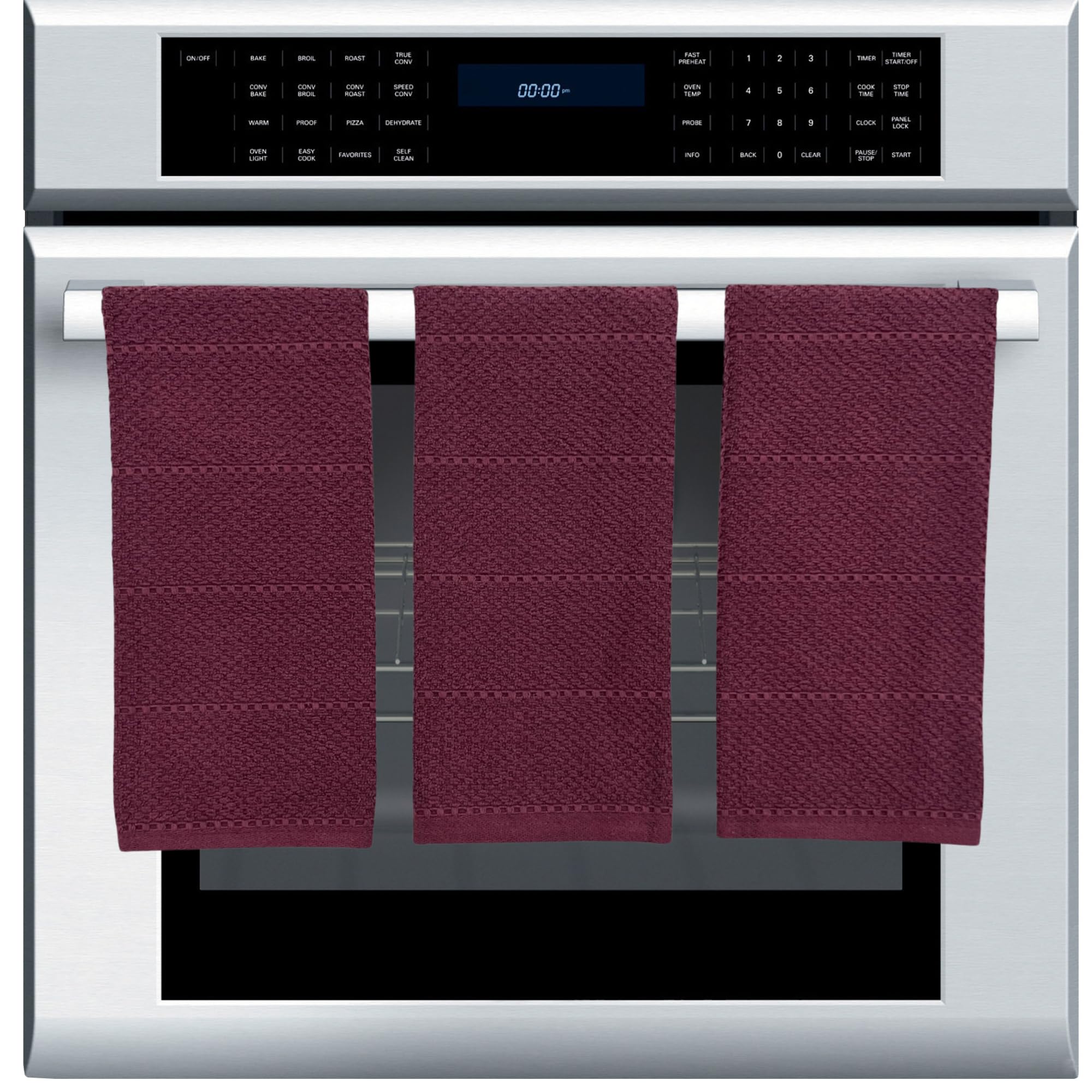 Serafina Home towel with textured pattern adds visual depth while absorbing spills.