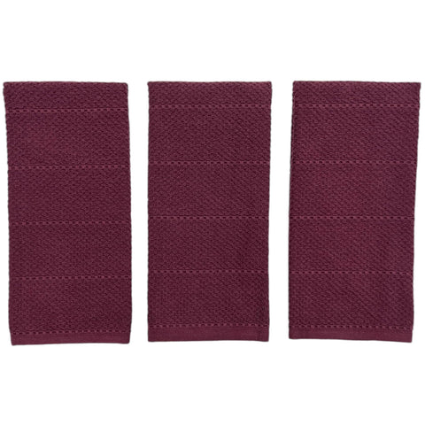 Serafina Home wine-colored towel ideal for everyday kitchen tasks.