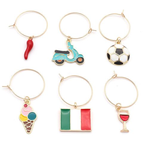 Serendipity Italian horn charm celebrates culture and keeps glasses distinct.