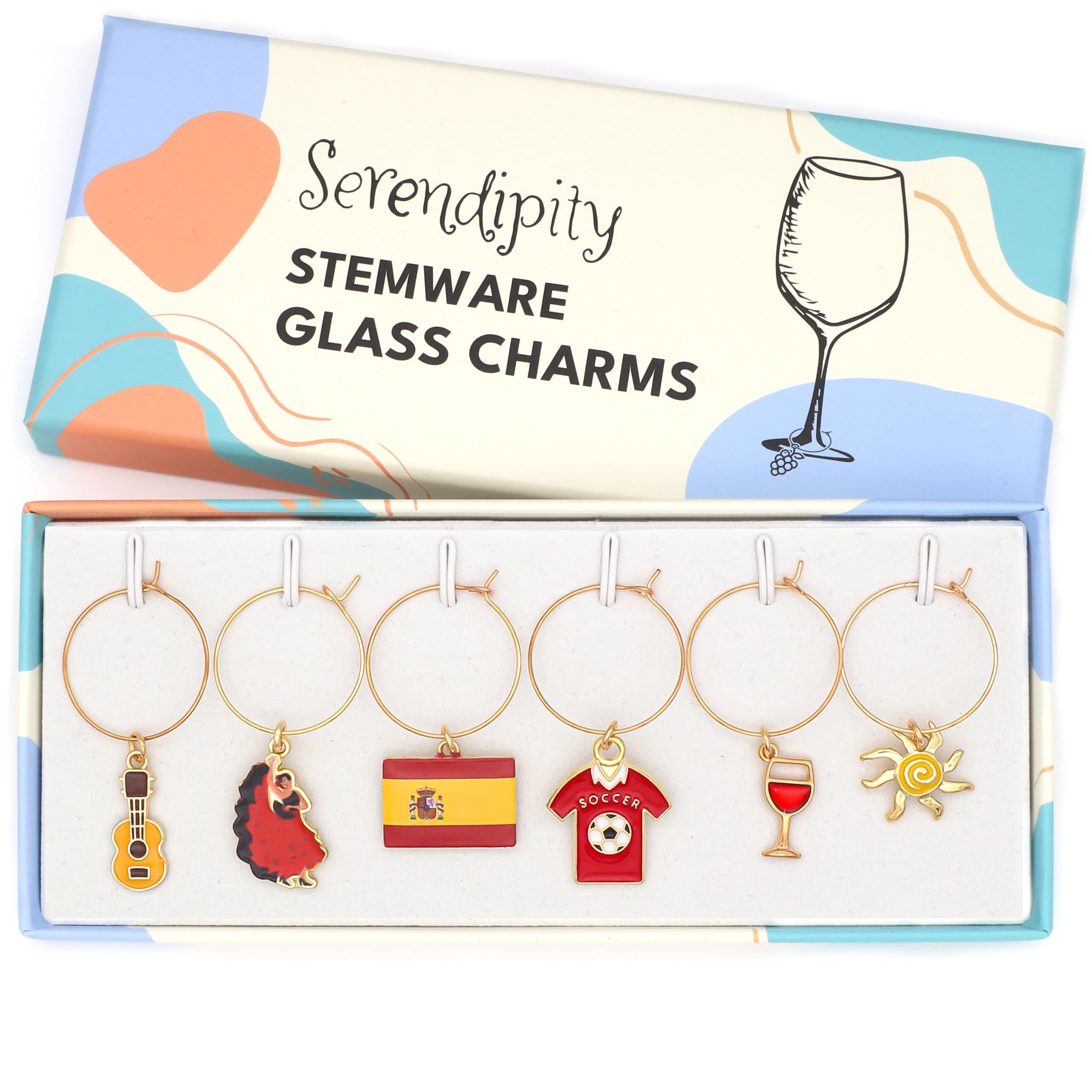 Serendipity Spain wine charms Flamenco dancer add festive flair to wine glasses