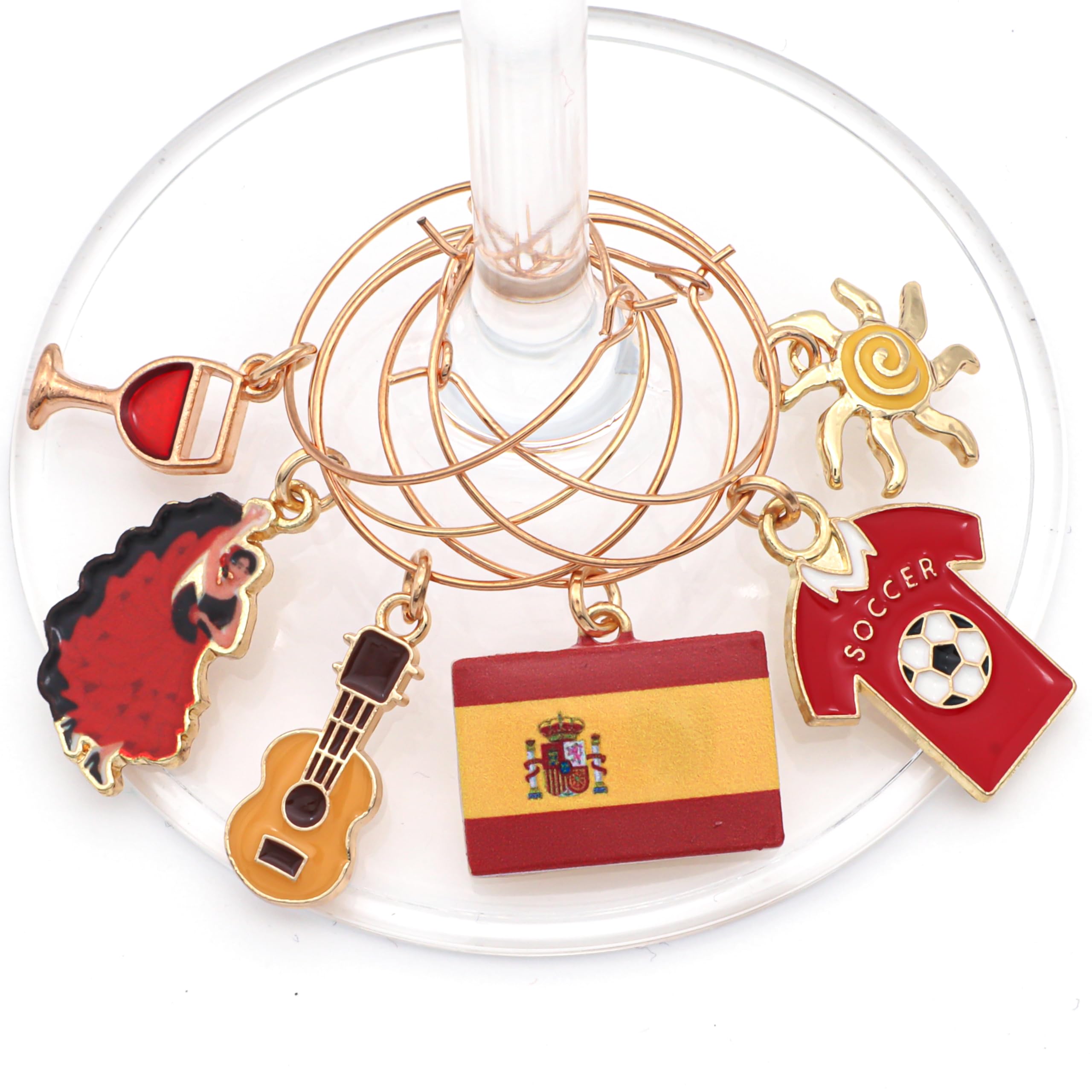 Serendipity Spain wine charms Spanish flag charm elevates Spain-themed celebrations