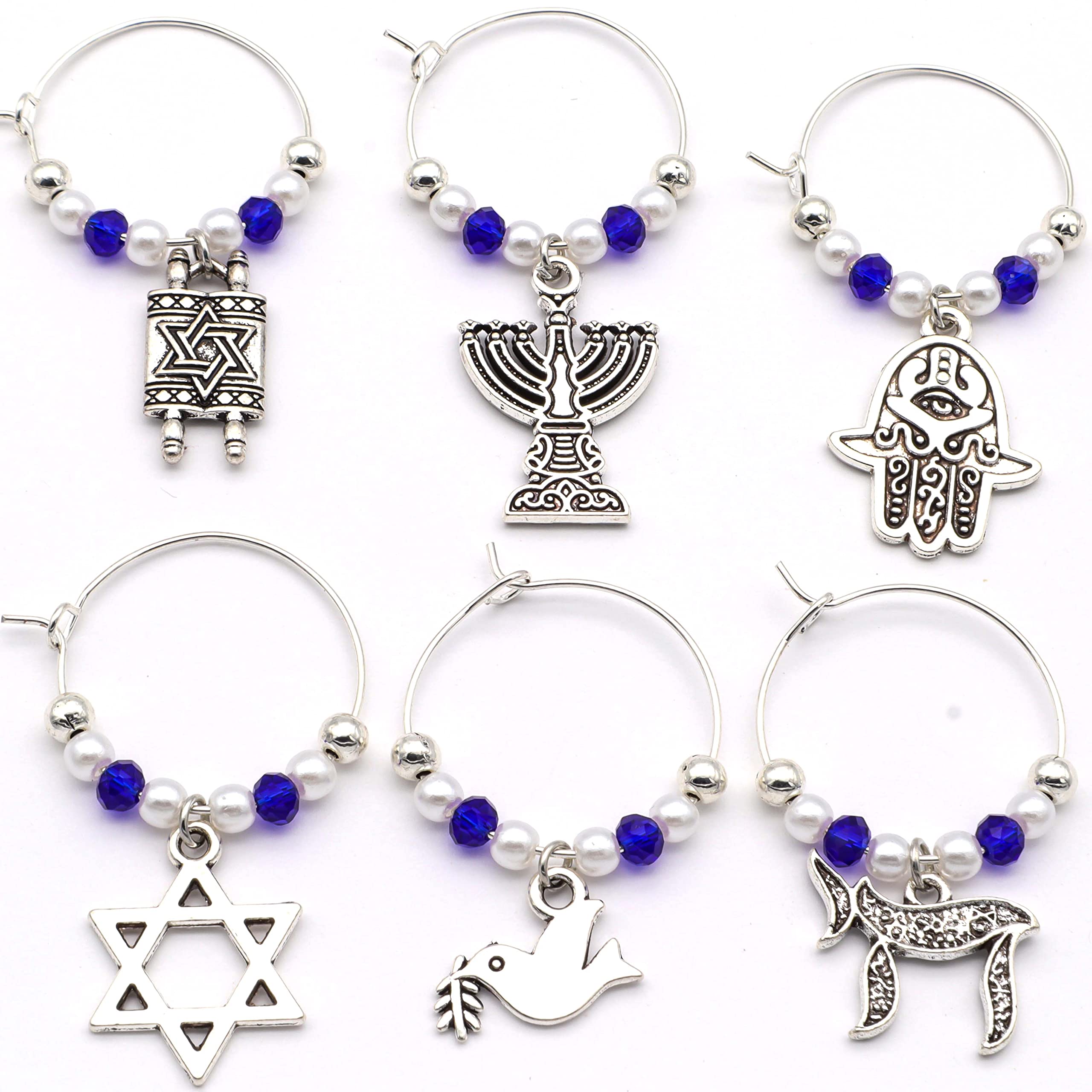 Serendipity wine glass charm with Star of David for meaningful, easy glass identification on Jewish tables.